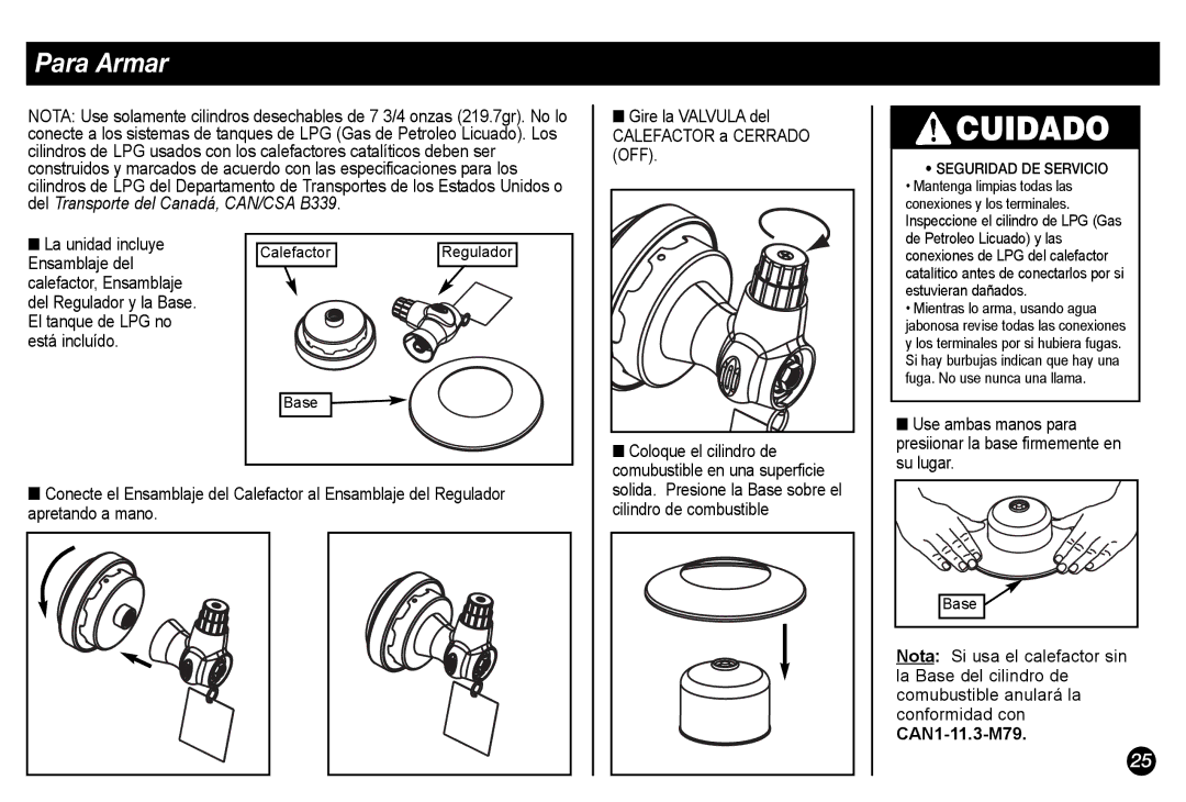 Coleman 5034-700 manual Para Armar, Seguridad DE Servicio 