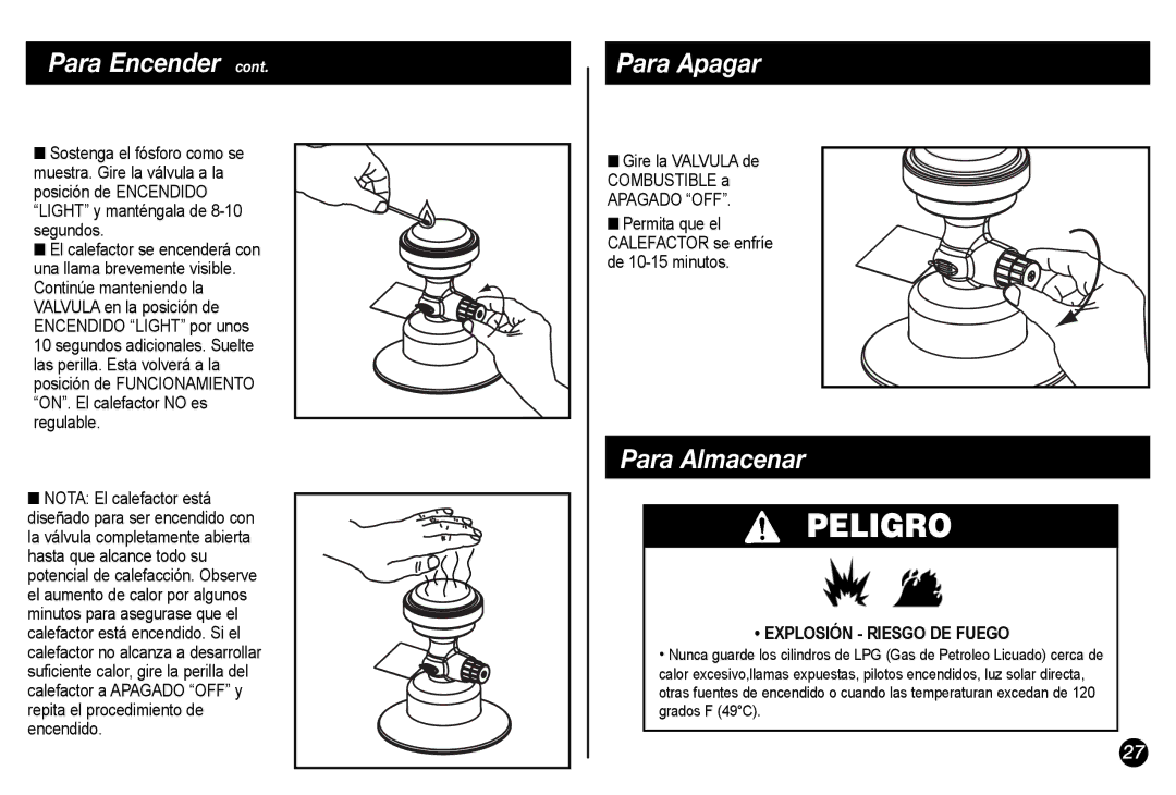 Coleman 5034-700 manual Para Apagar, Para Almacenar 