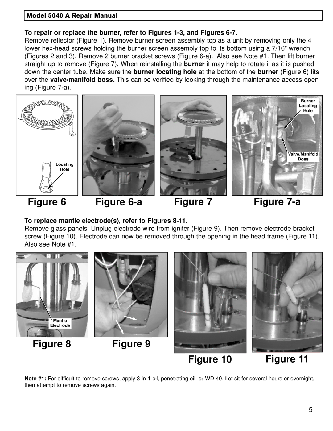 Coleman 5040 manual To replace mantle electrodes, refer to Figures 