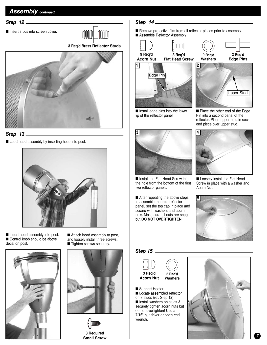 Coleman 5040-761, 5040B747 manual Req’d Brass Reflector Studs 