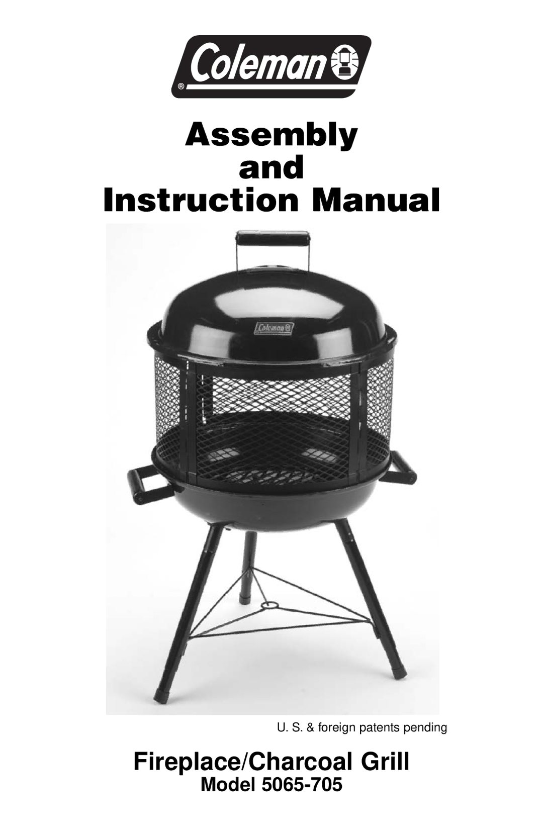 Coleman 5065-705 instruction manual Assembly, Fireplace/Charcoal Grill 