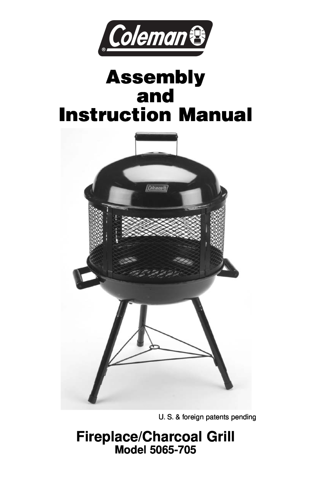 Coleman 5065-705 instruction manual Fireplace/Charcoal Grill, Assembly and Instruction Manual, Model 