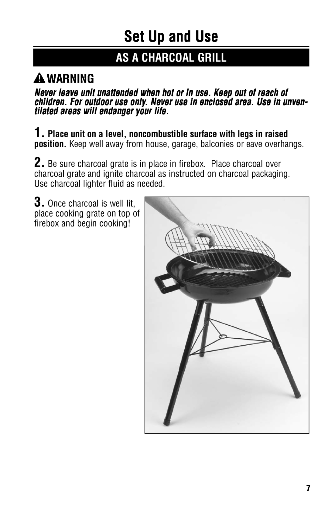 Coleman 5065-705 instruction manual As A Charcoal Grill, Set Up and Use 