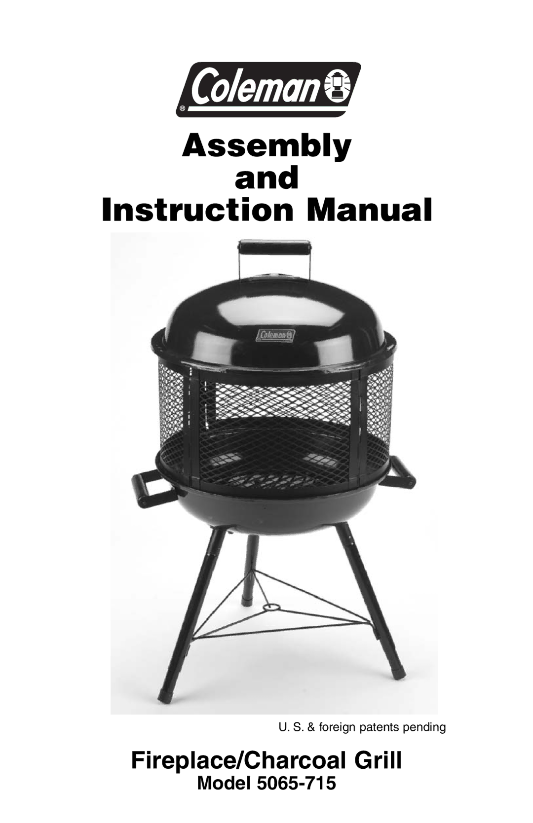 Coleman 5065-715 instruction manual Assembly, Fireplace/Charcoal Grill 