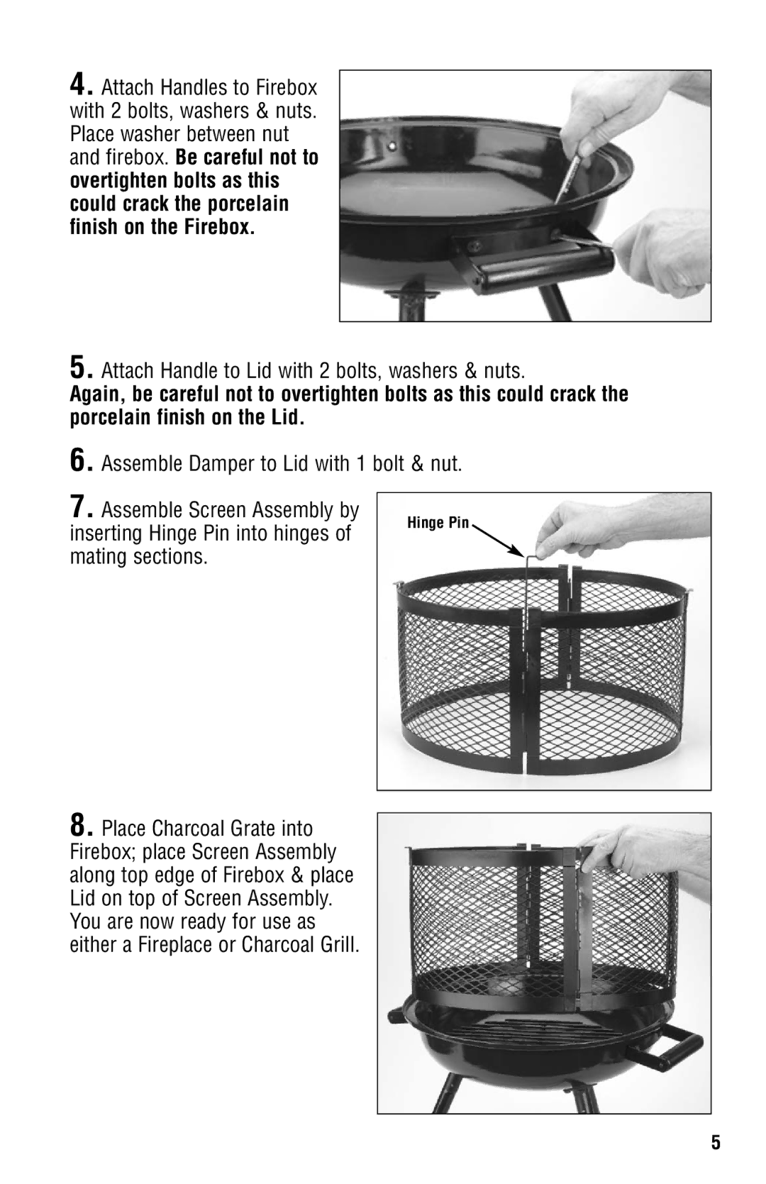 Coleman 5065-715 instruction manual Attach Handle to Lid with 2 bolts, washers & nuts 