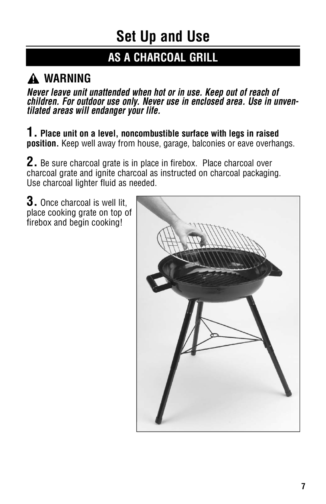 Coleman 5065-715 instruction manual AS a Charcoal Grill 