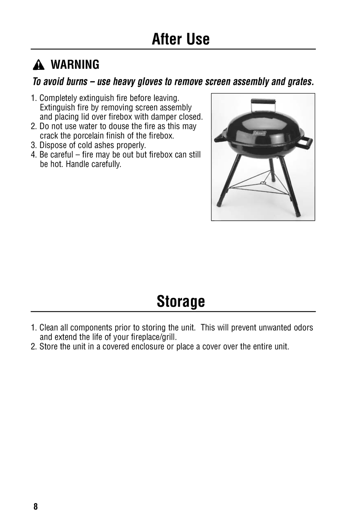 Coleman 5065-715 instruction manual After Use, Storage 