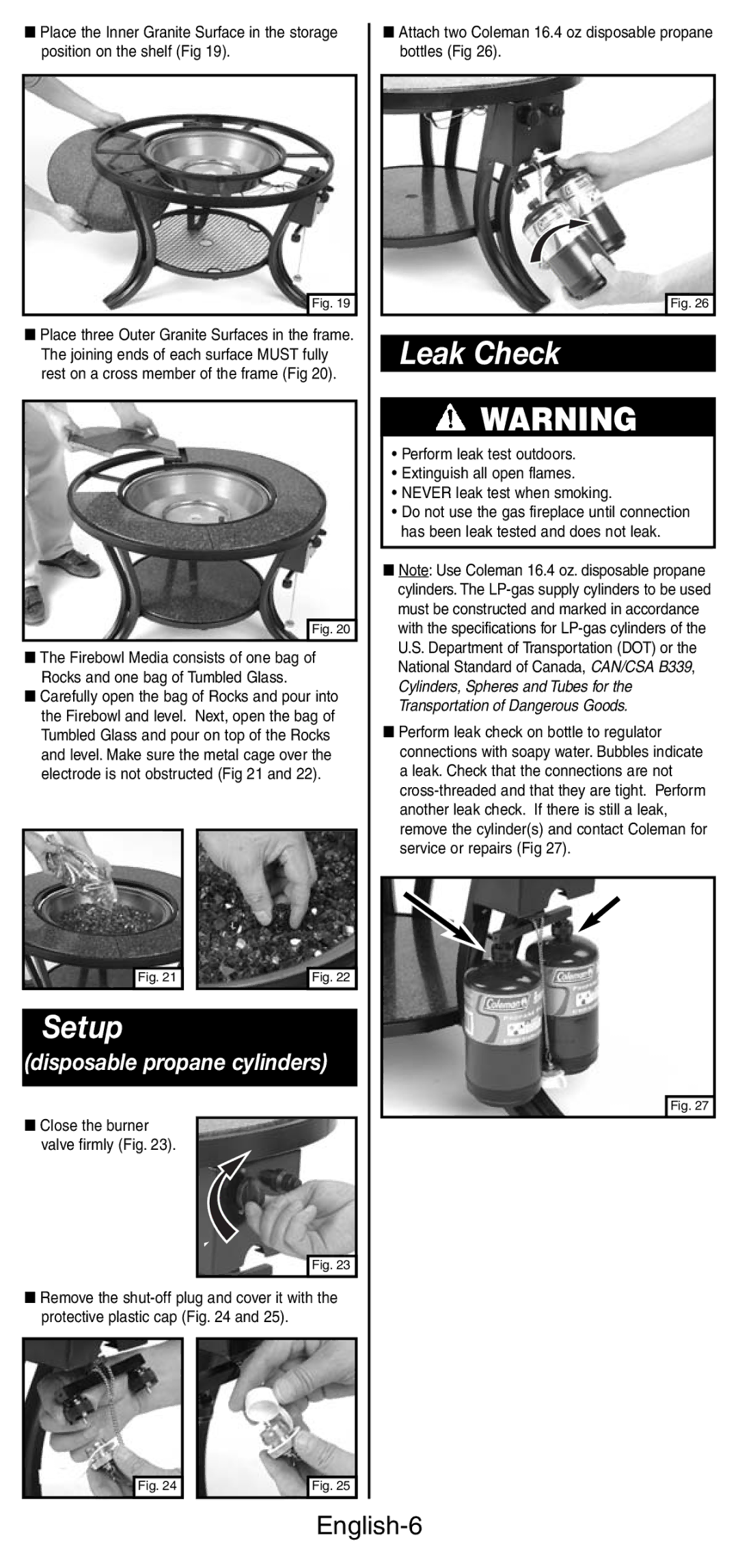 Coleman 5071 Series manual Setup, Leak Check, English-6 