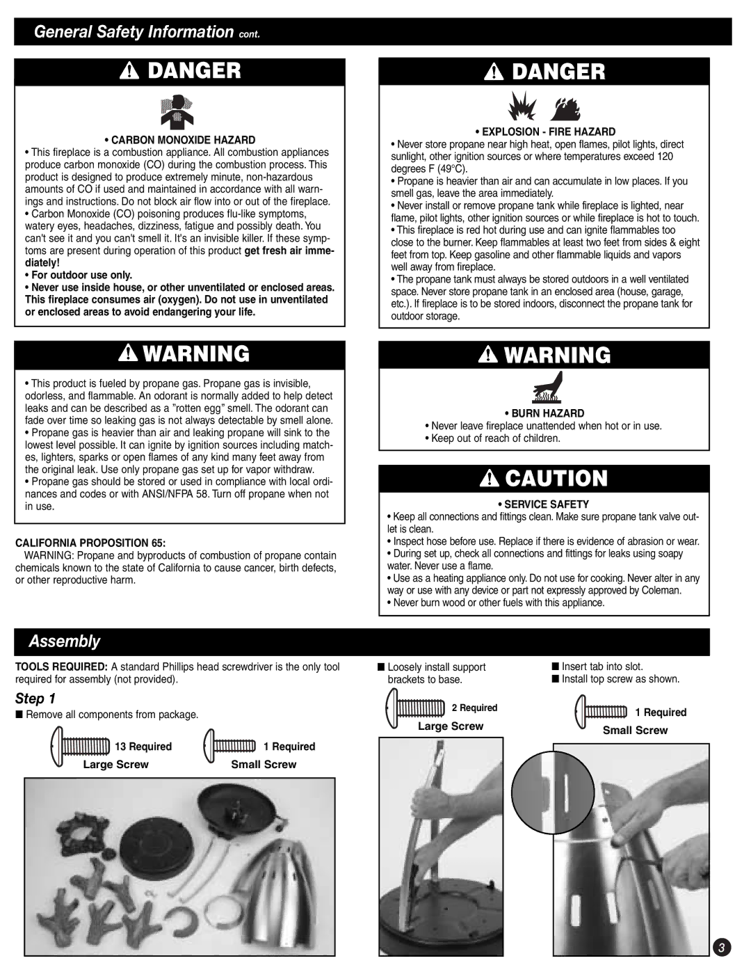 Coleman 5076 Series manual Assembly, Step 