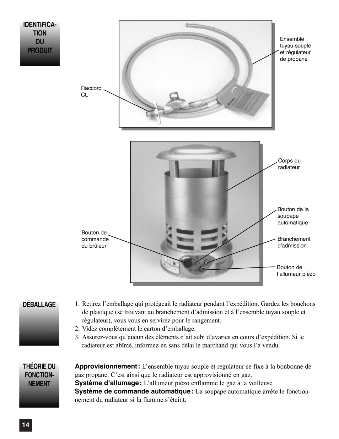 Coleman 5080A751, 5085A751 manual Identifica Tion Produit, Déballage Théorie DU Fonction Nement 