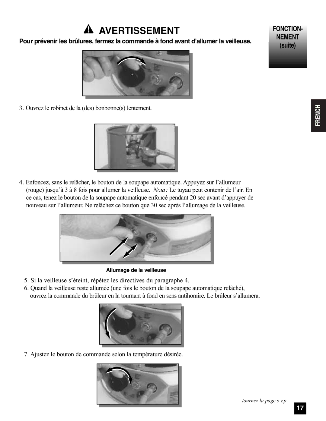 Coleman 5085A751, 5080A751 manual Allumage de la veilleuse 