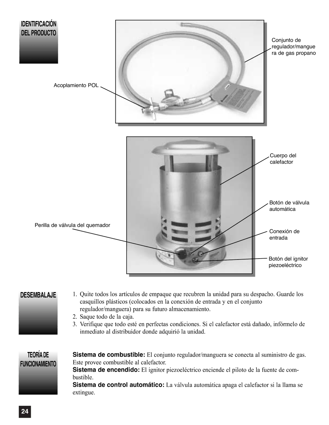 Coleman 5080A751, 5085A751 manual Identificación DEL Producto, Teoríade, Desembalaje 