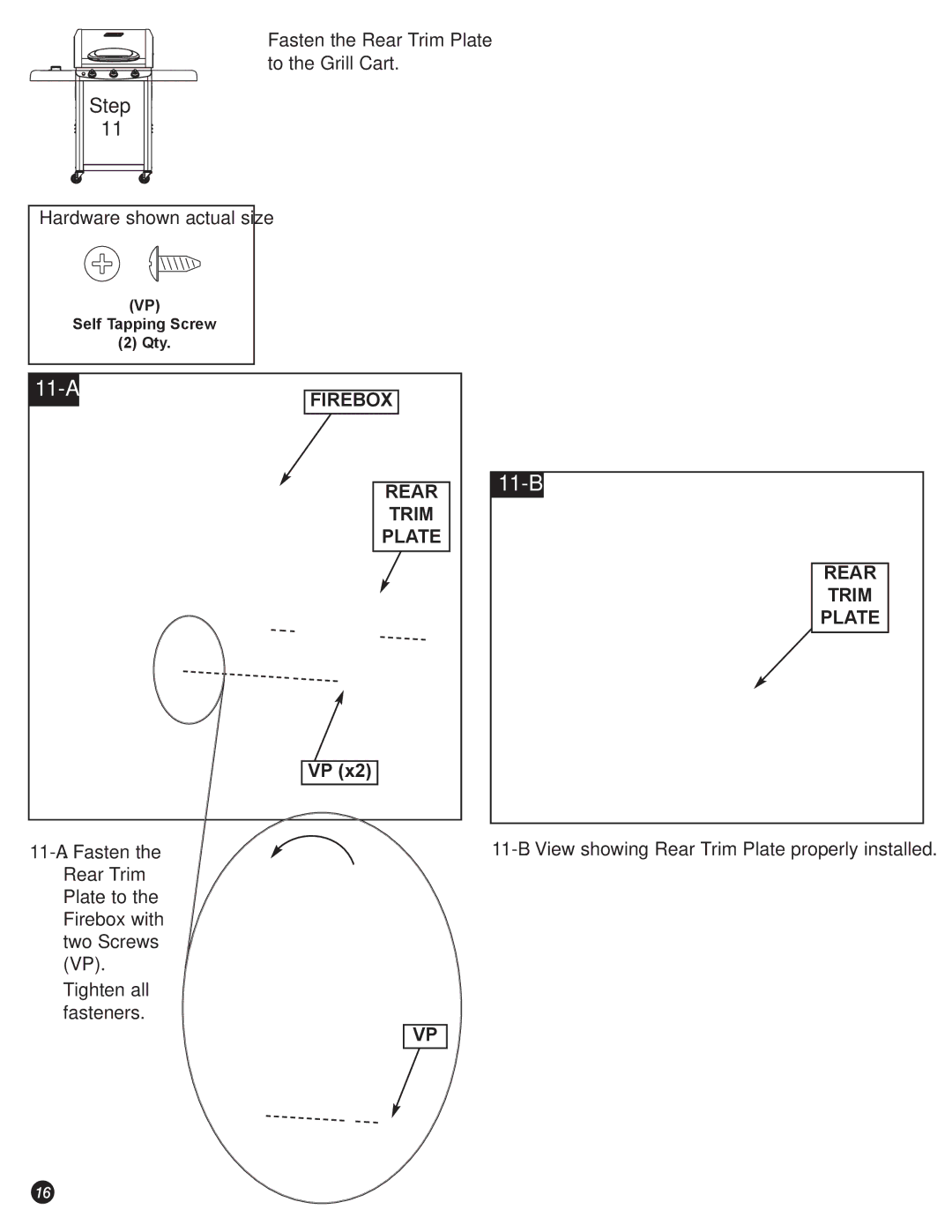 Coleman 5100 LP, 5110 manual 11-B, Rear Trim Plate 