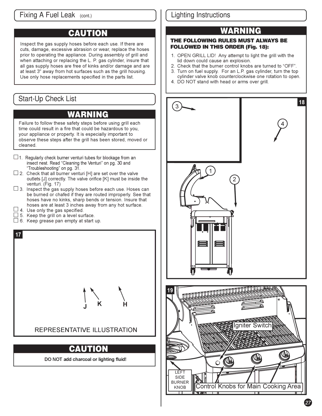 Coleman 5110, 5100 LP manual Start-Up Check List, Lighting Instructions 