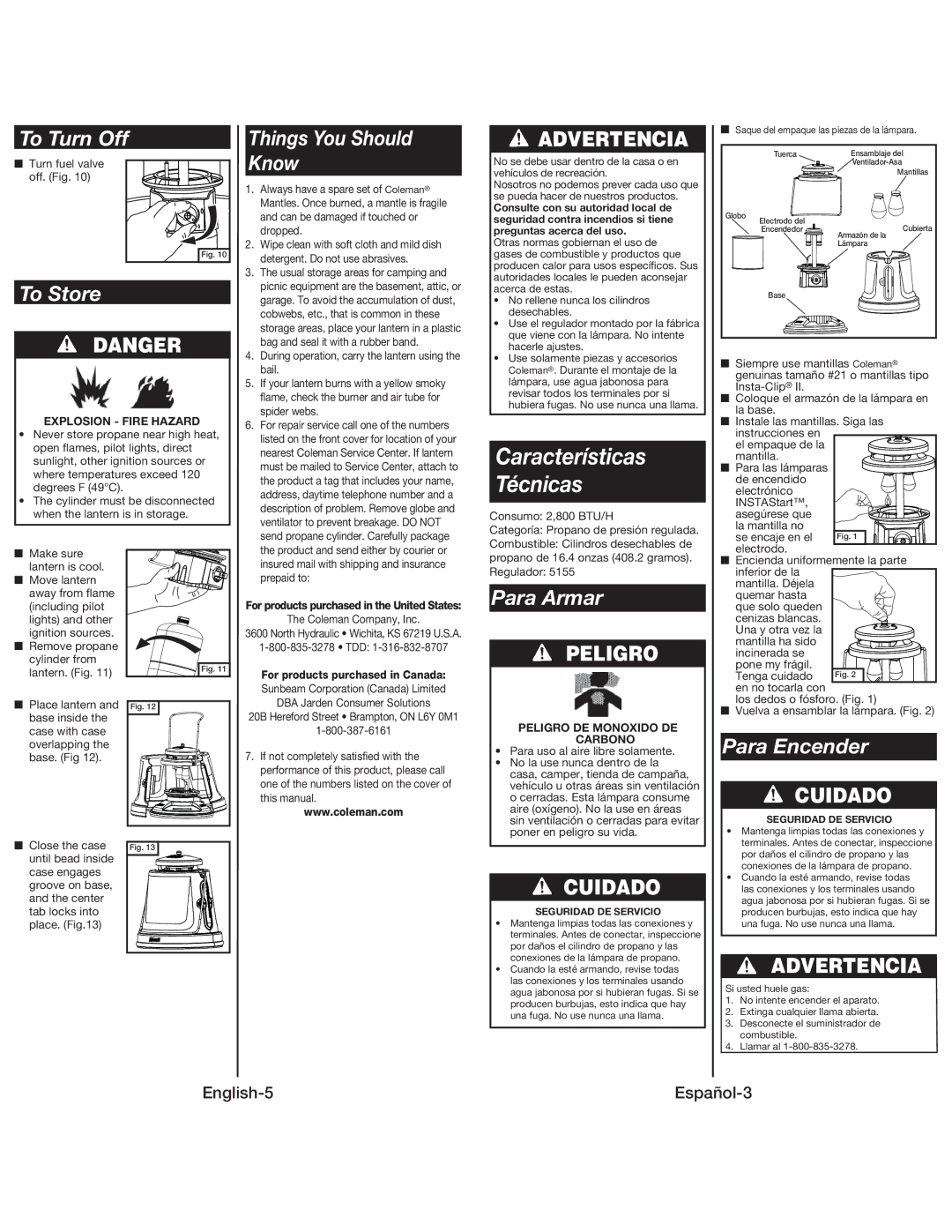 Coleman 5155 manual To Turn Off Things You Should, Know, To Store, Para Armar, Para Encender 