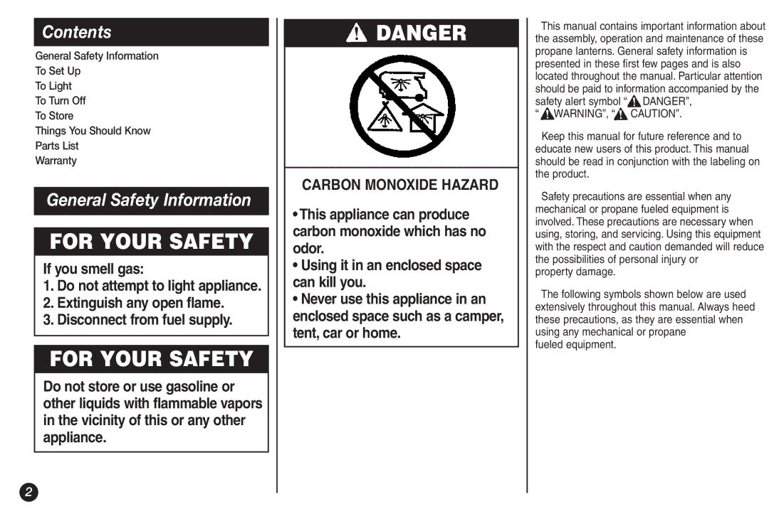 Coleman 5155B manual Contents, General Safety Information 