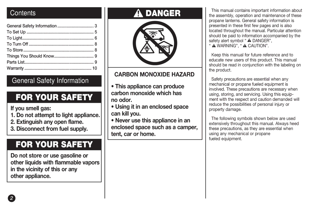 Coleman 5155B manual Contents, General Safety Information 