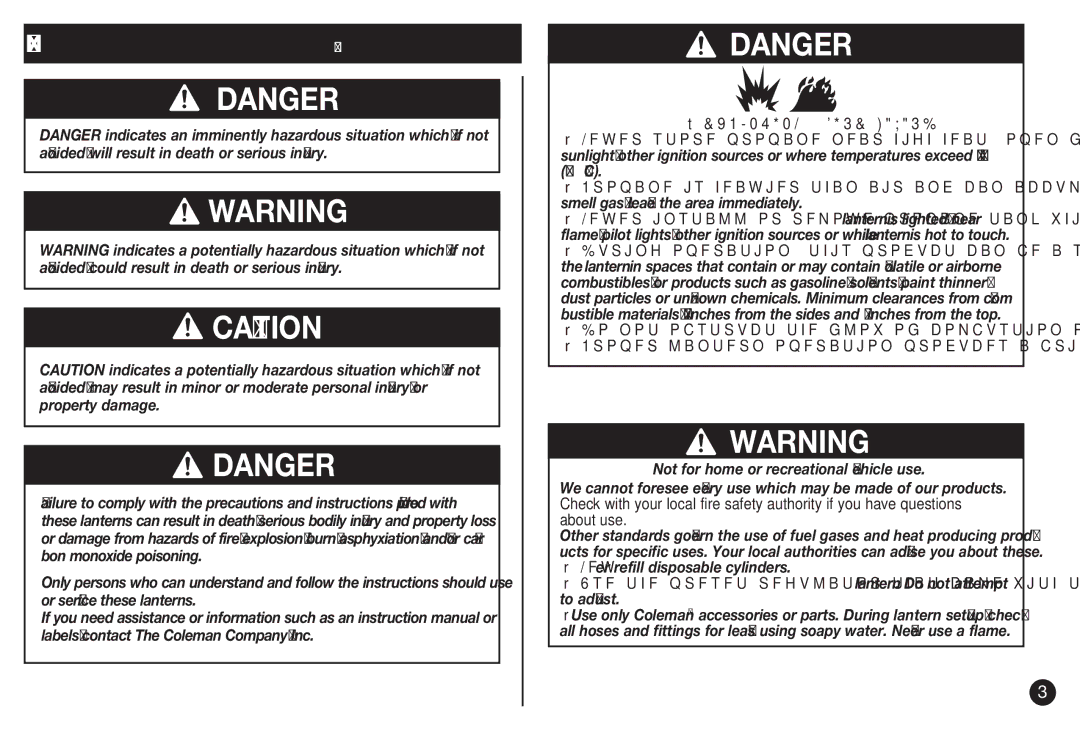 Coleman 5155B manual General Safety Information, Explosion Fire Hazard 