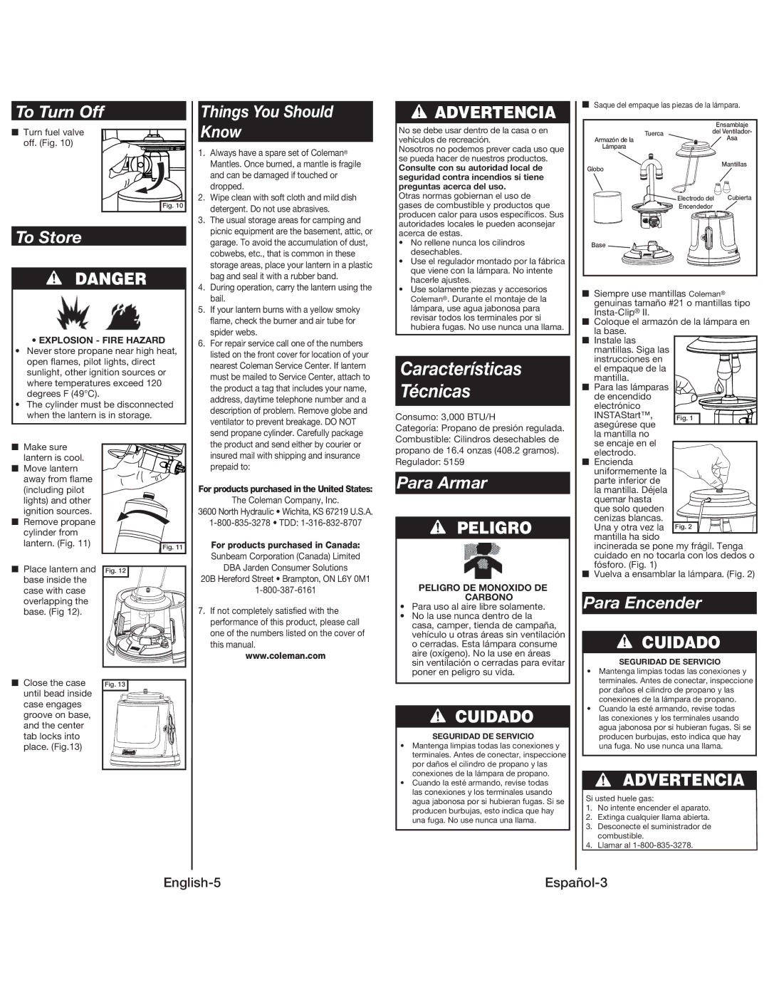 Coleman 5159 manual To Turn Off Things You Should, Know, To Store, Para Armar, Para Encender 