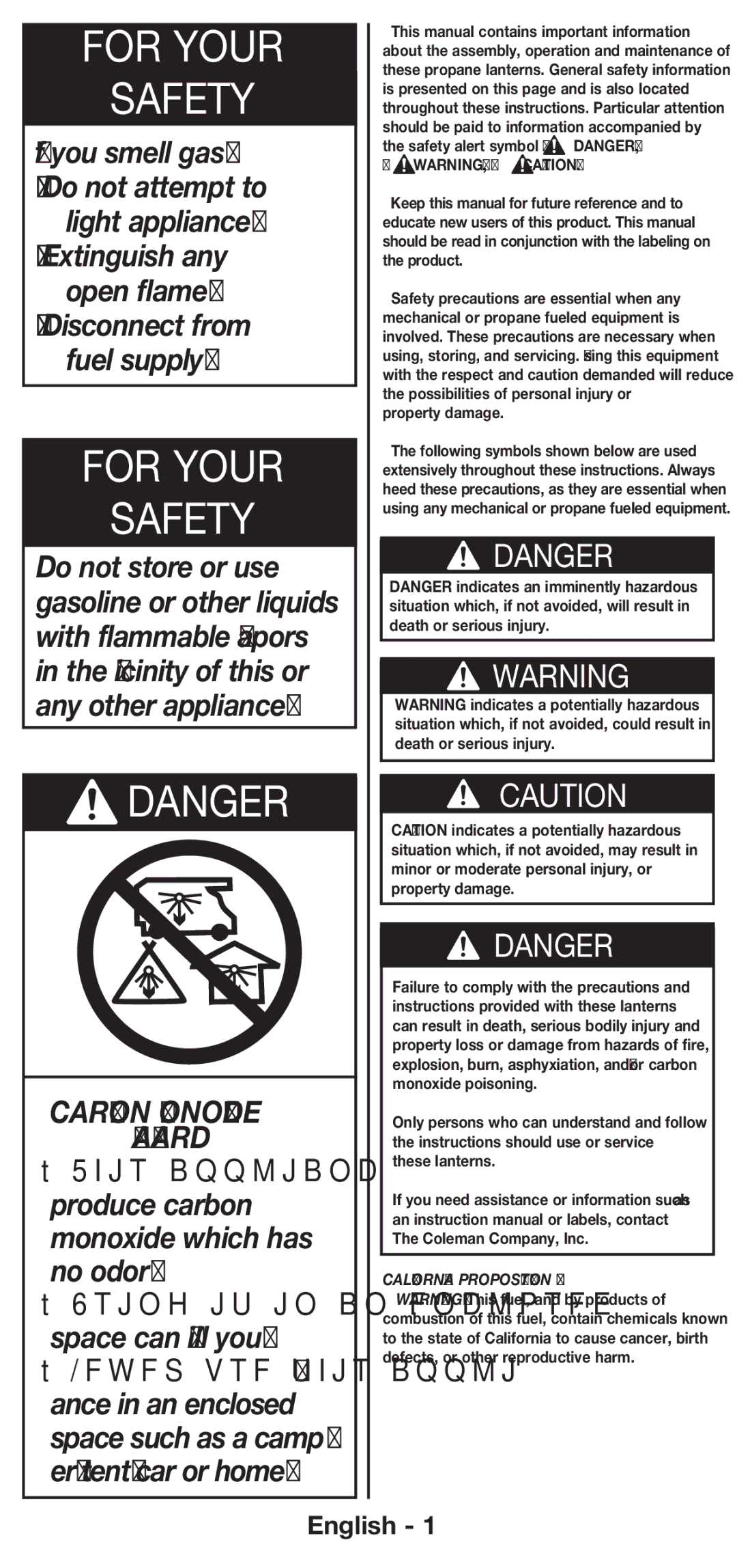 Coleman 5177 manual For Your Safety 