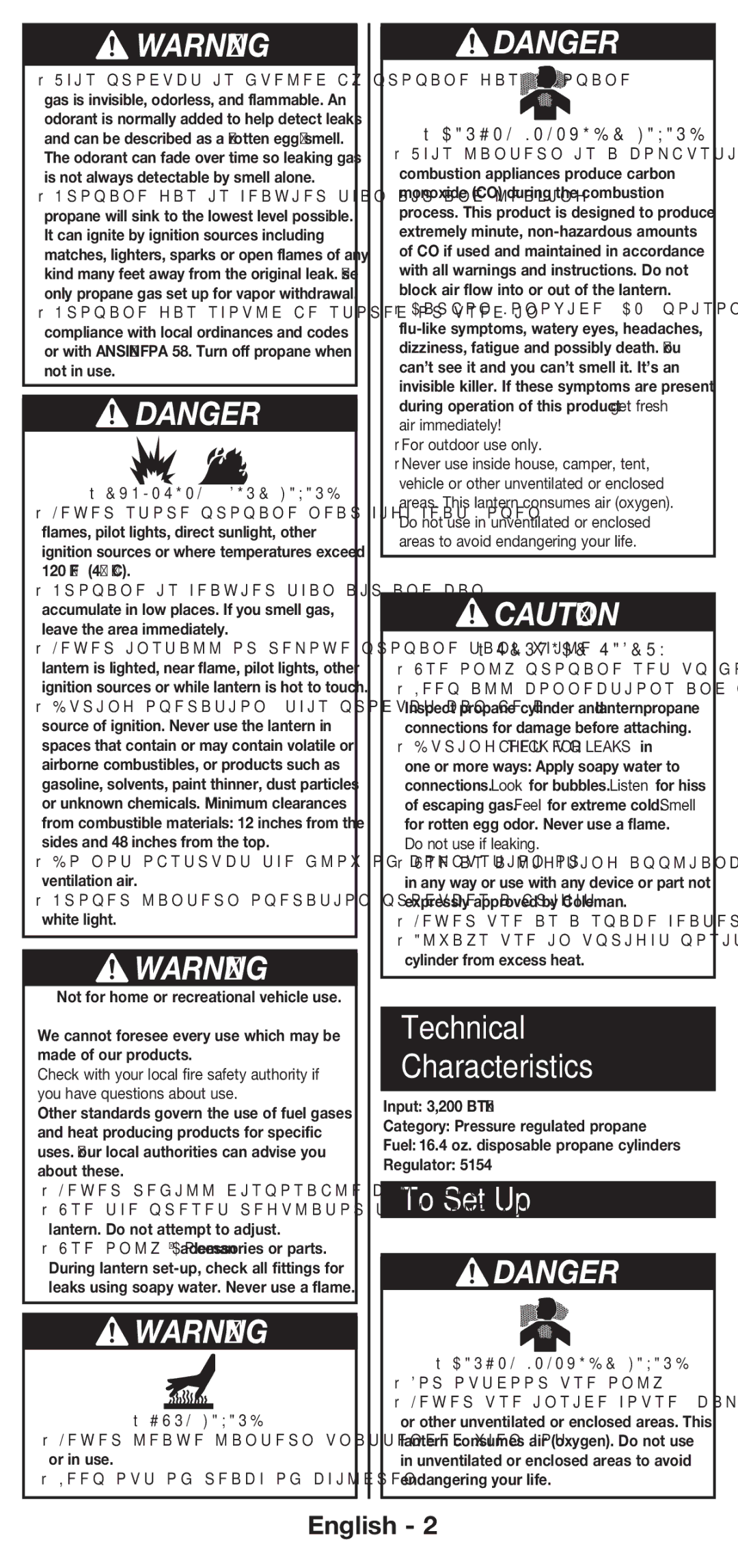 Coleman 5177 manual Technical Characteristics, To Set Up, Explosion Fire Hazard, Burn Hazard, Carbon Monoxide Hazard 