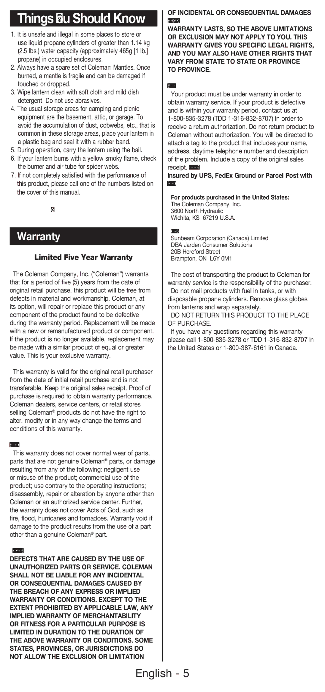 Coleman 5177 manual What This Warranty Does Not Cover, How to Obtain Warranty Service 