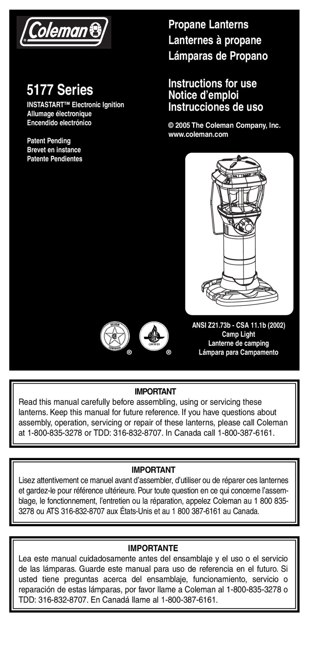 Coleman 5177 manual Series 