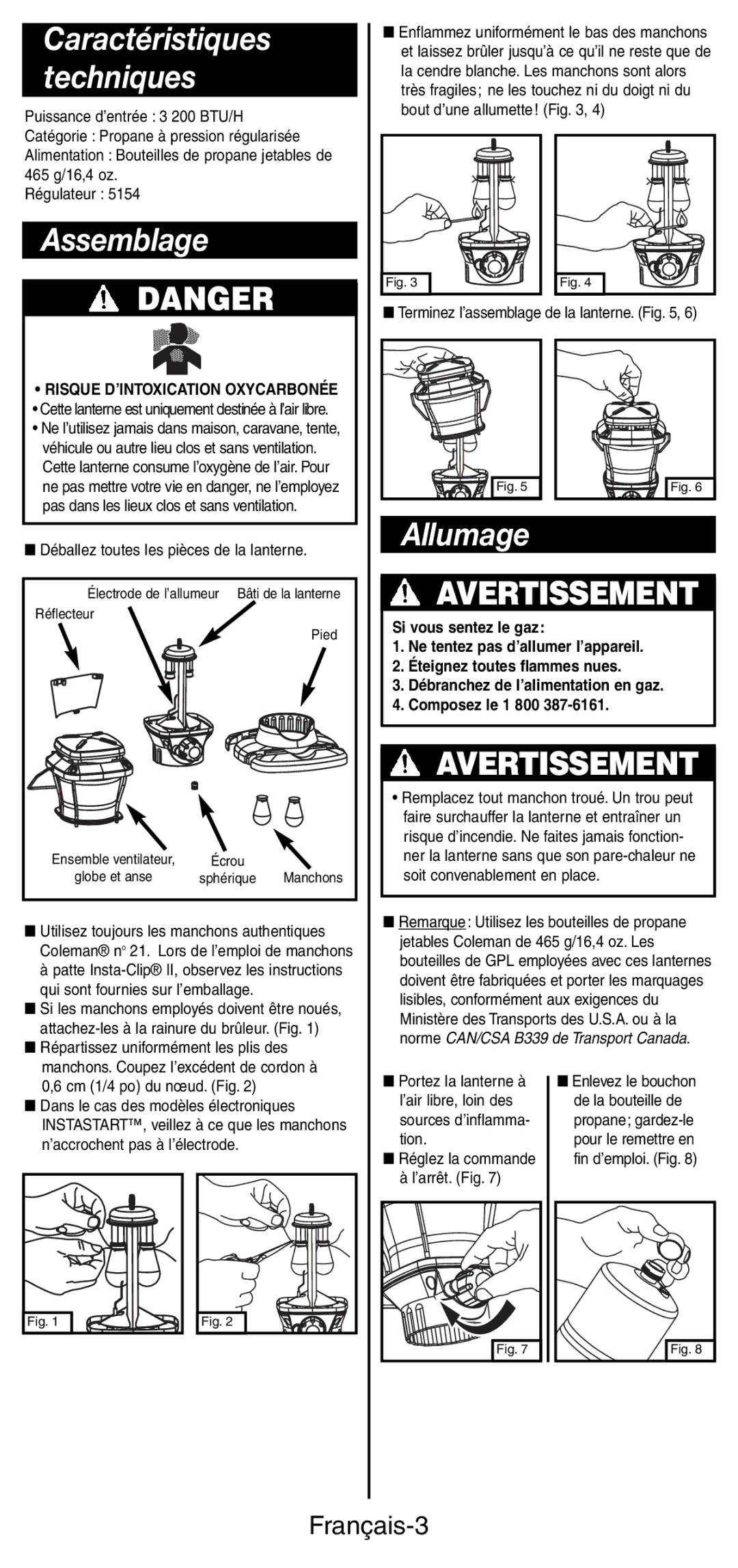 Coleman 5177 manual Assemblage, Français-3 