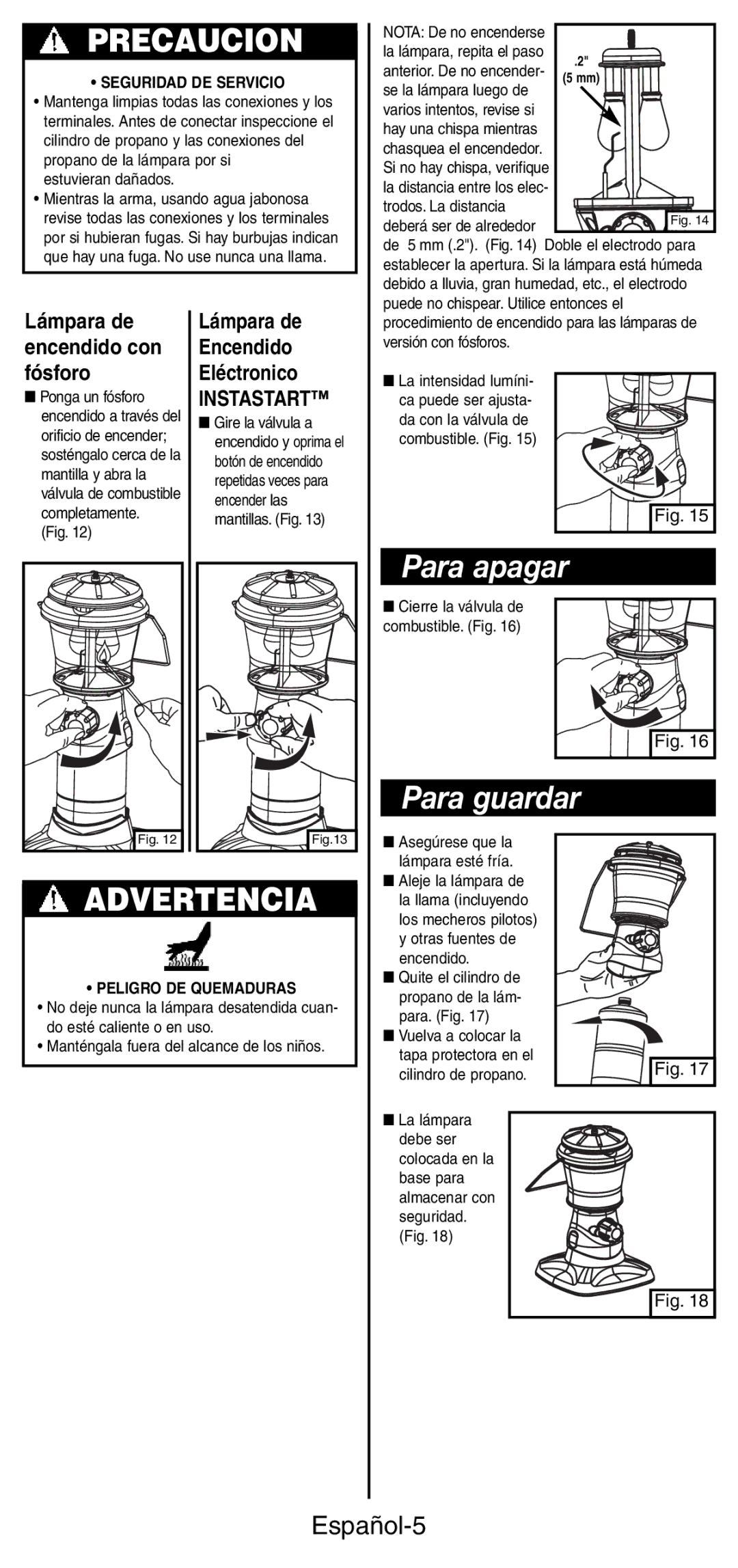 Coleman 5178 Series manual Para apagar, Español-5 