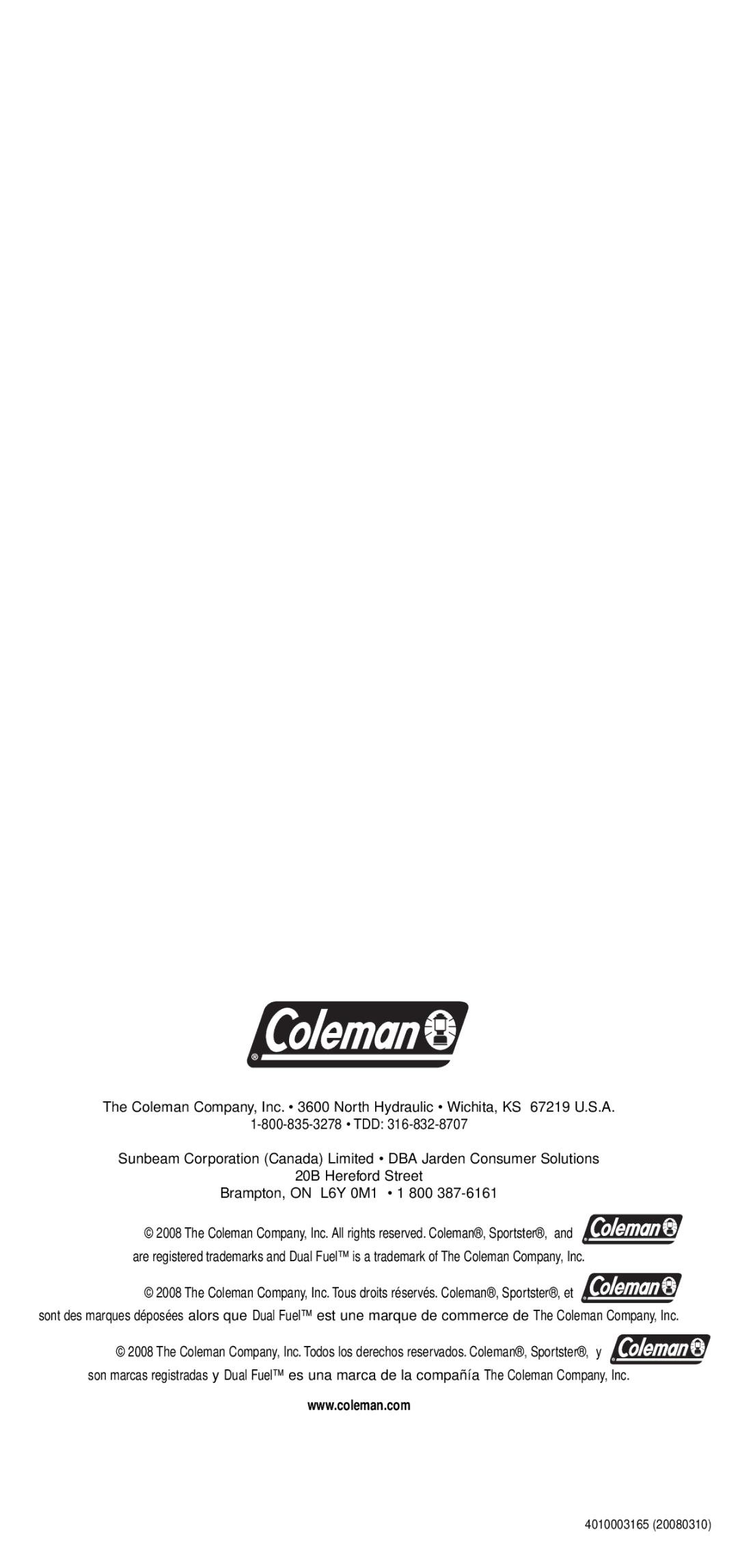 Coleman 533 Series instruction manual 