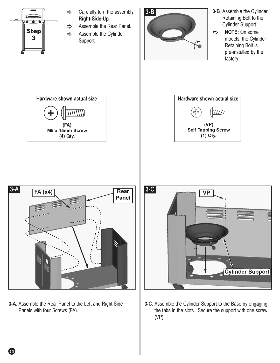 Coleman 5400 LP manual Right-Side-Up, Cylinder Support 