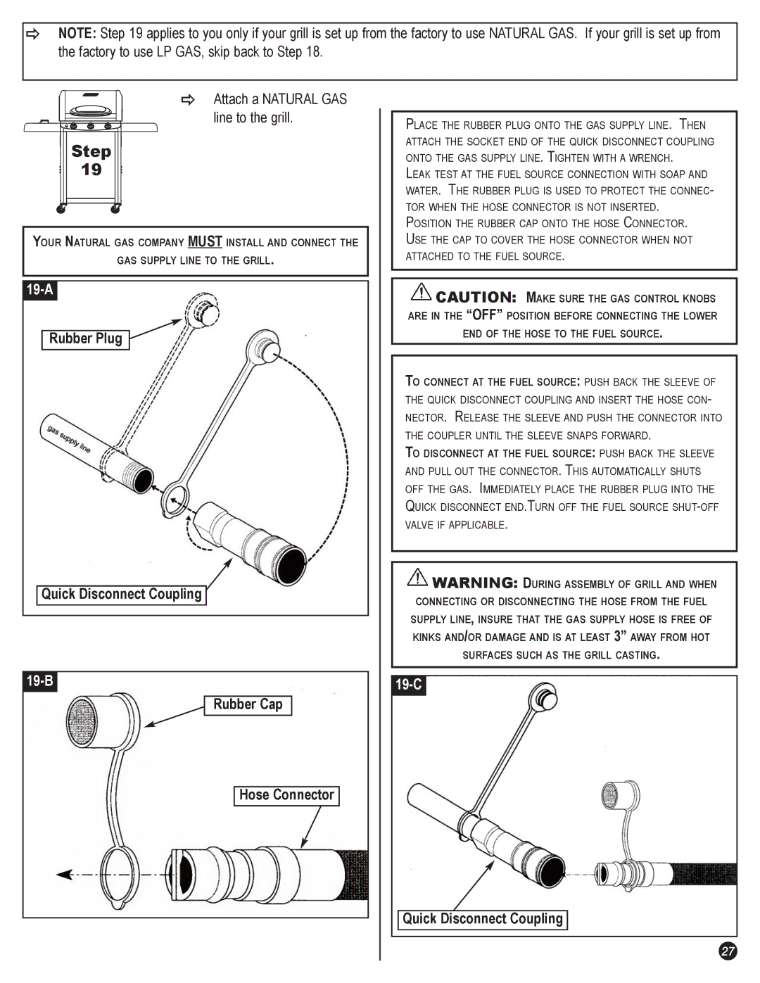 Coleman 5400 LP manual Rubber Plug Quick Disconnect Coupling, Rubber Cap, Hose Connector Quick Disconnect Coupling 