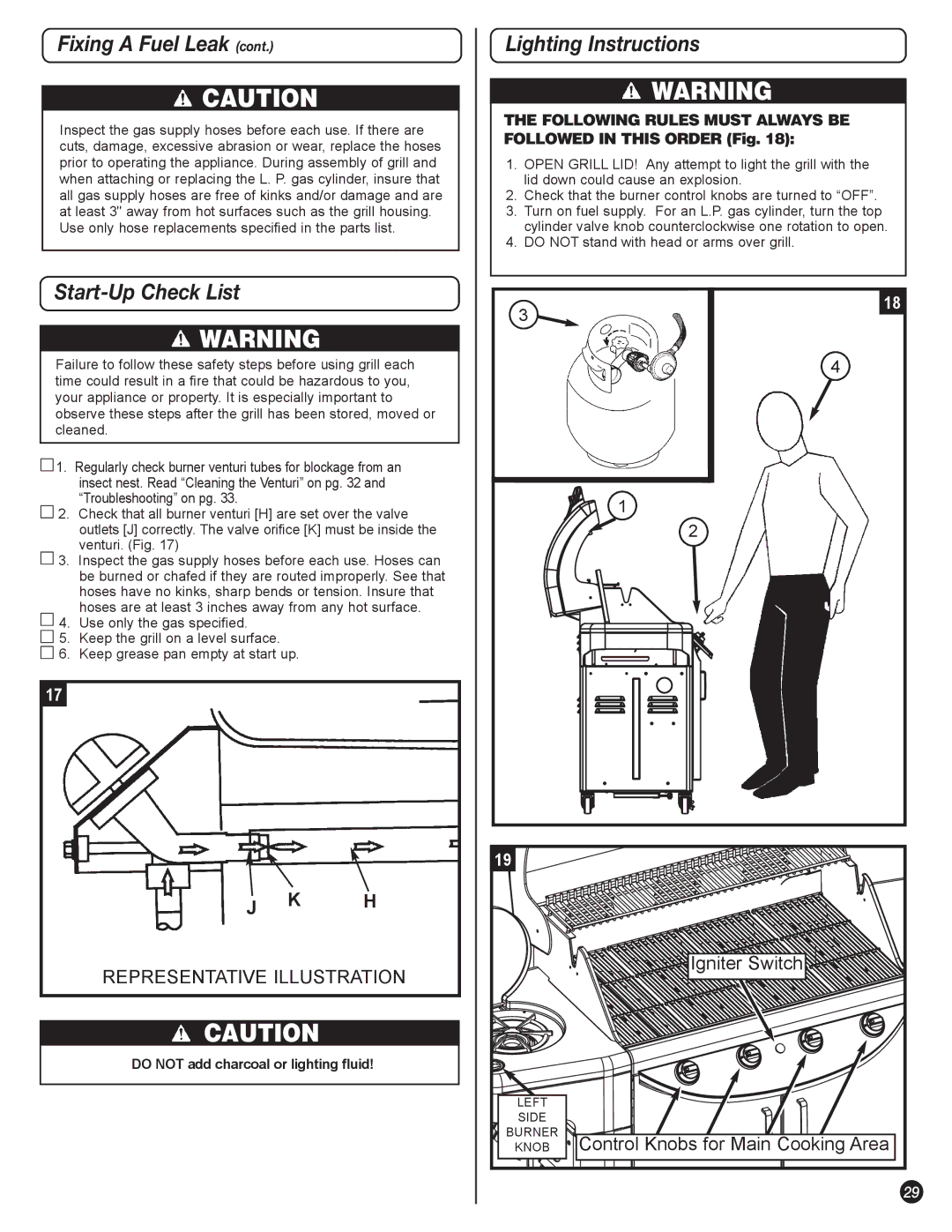 Coleman 5400 LP manual Start-Up Check List, Lighting Instructions 