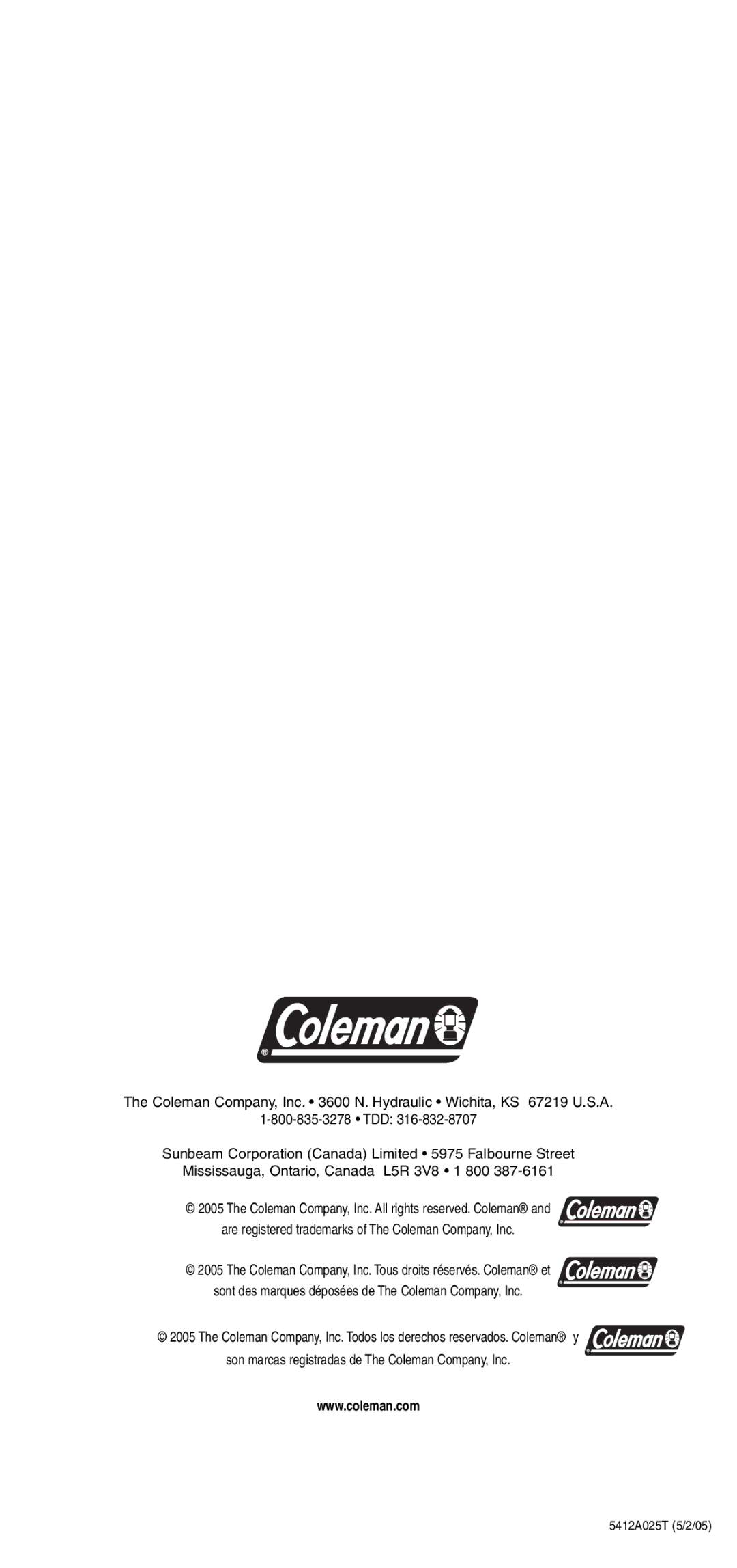 Coleman 5412A manual 