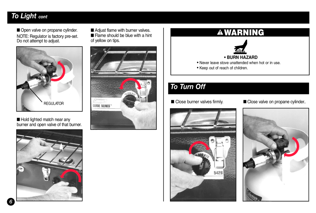 Coleman 5428A Series manual To Turn Off 