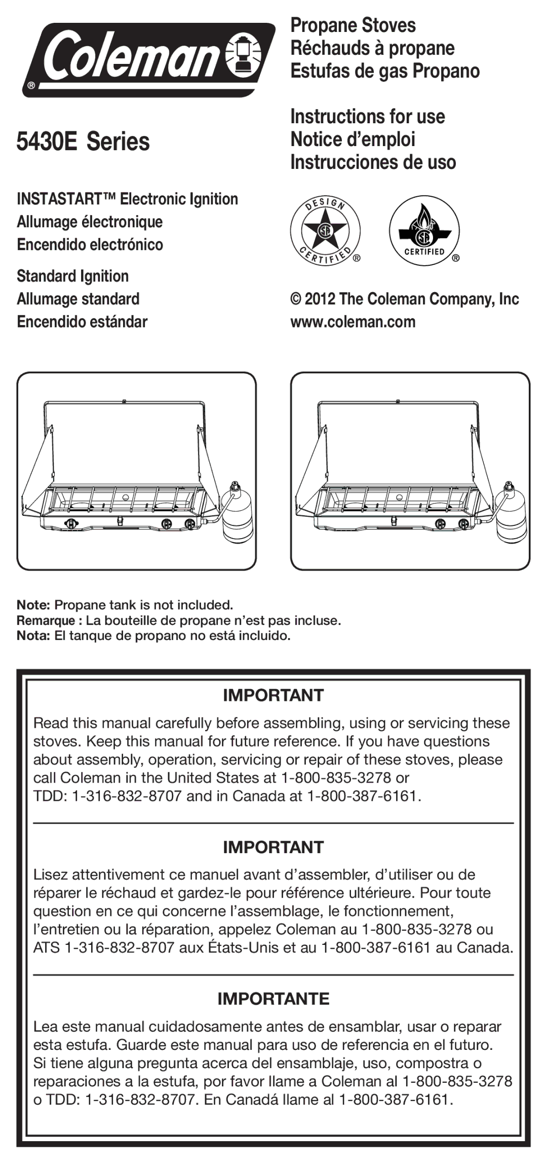 Coleman manual 5430E Series 