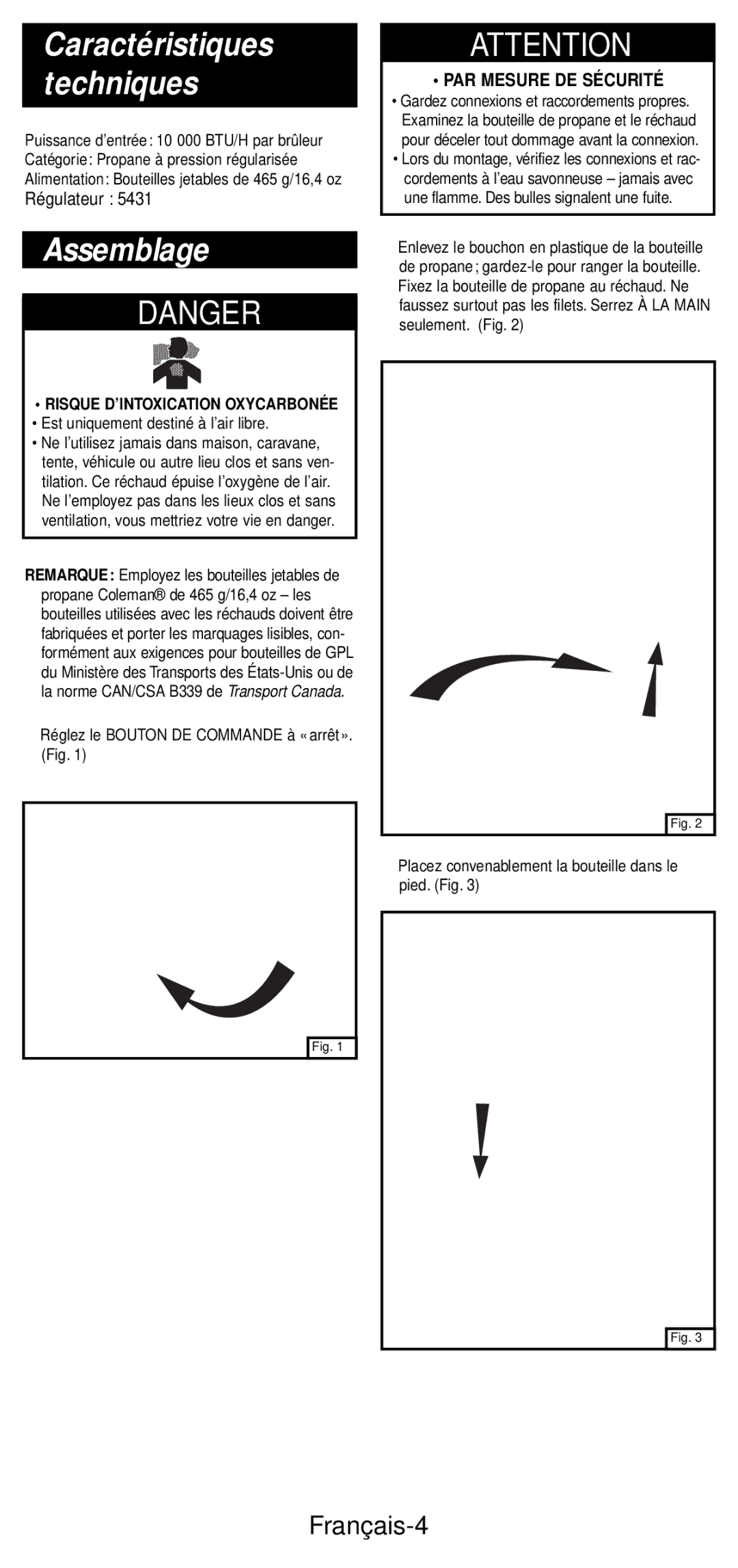 Coleman 5432A Series manual Assemblage, Français-4 