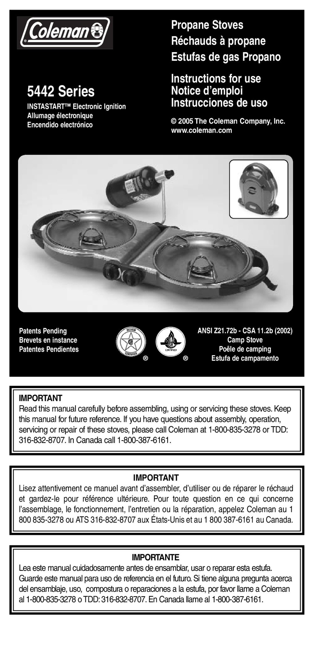 Coleman 5442 manual Series 