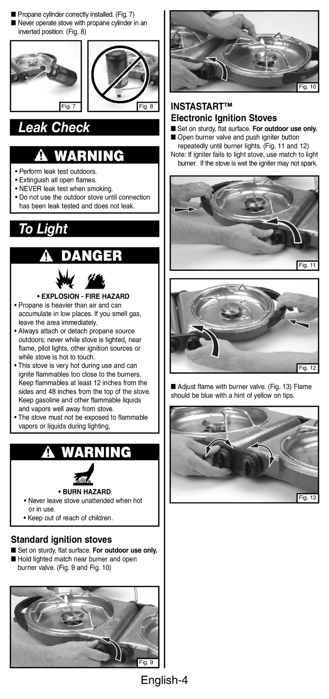 Coleman 5442 manual Leak Check, To Light, English-4 