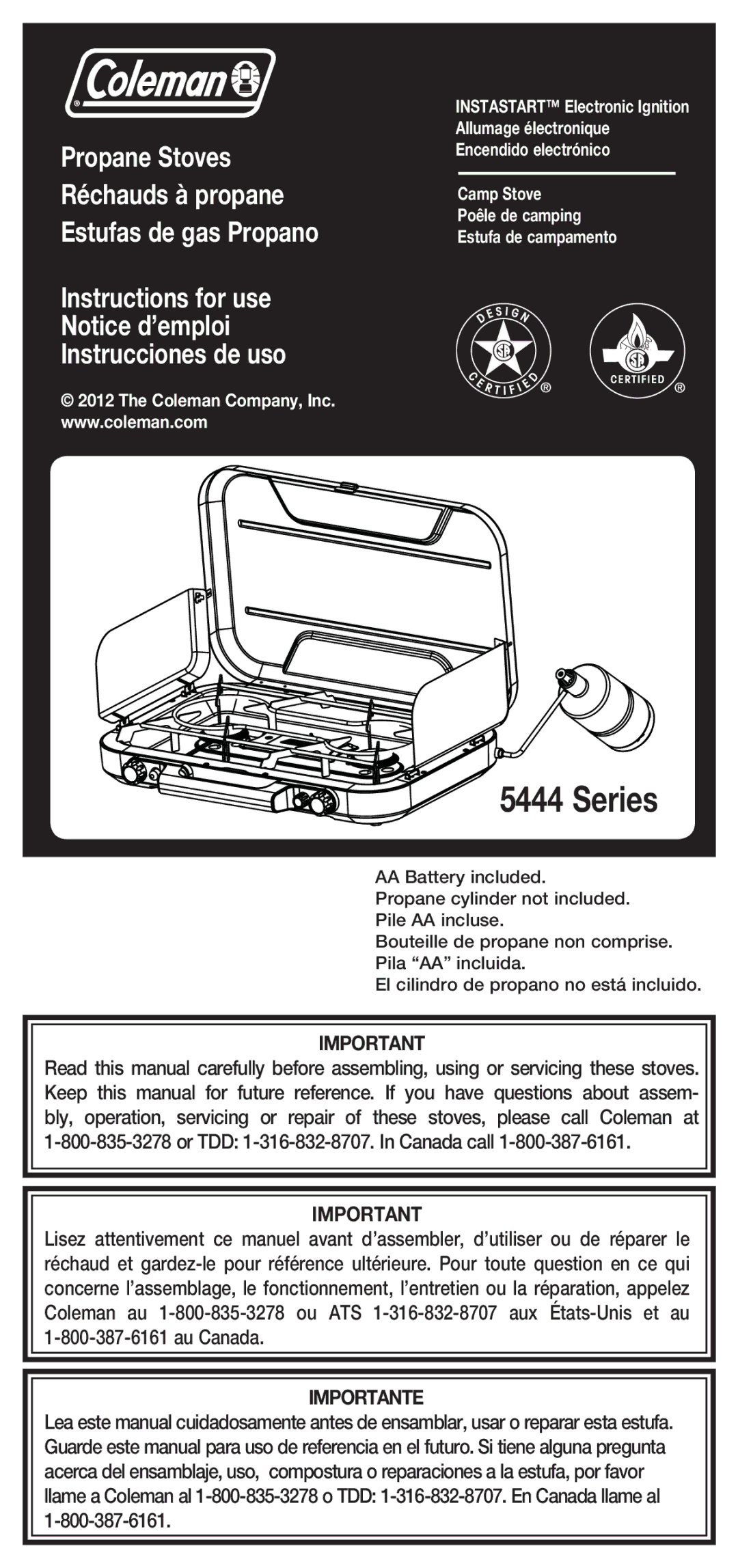 Coleman 5444 manual Series 