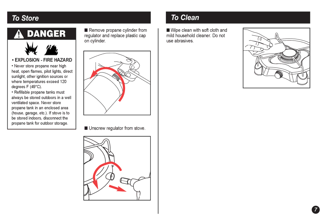 Coleman 5453 manual To Store, To Clean 