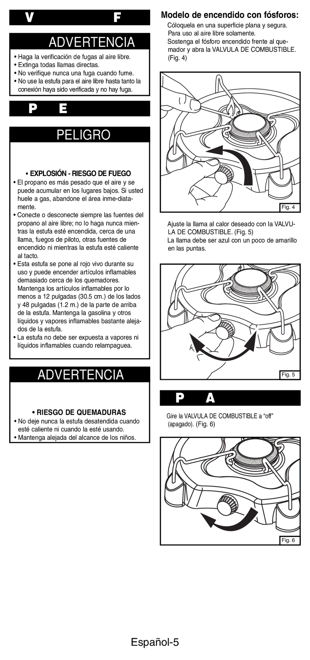 Coleman 5453A manual Verificación de Fuga, Para Encenderla, Para Apagarla, Español-5 