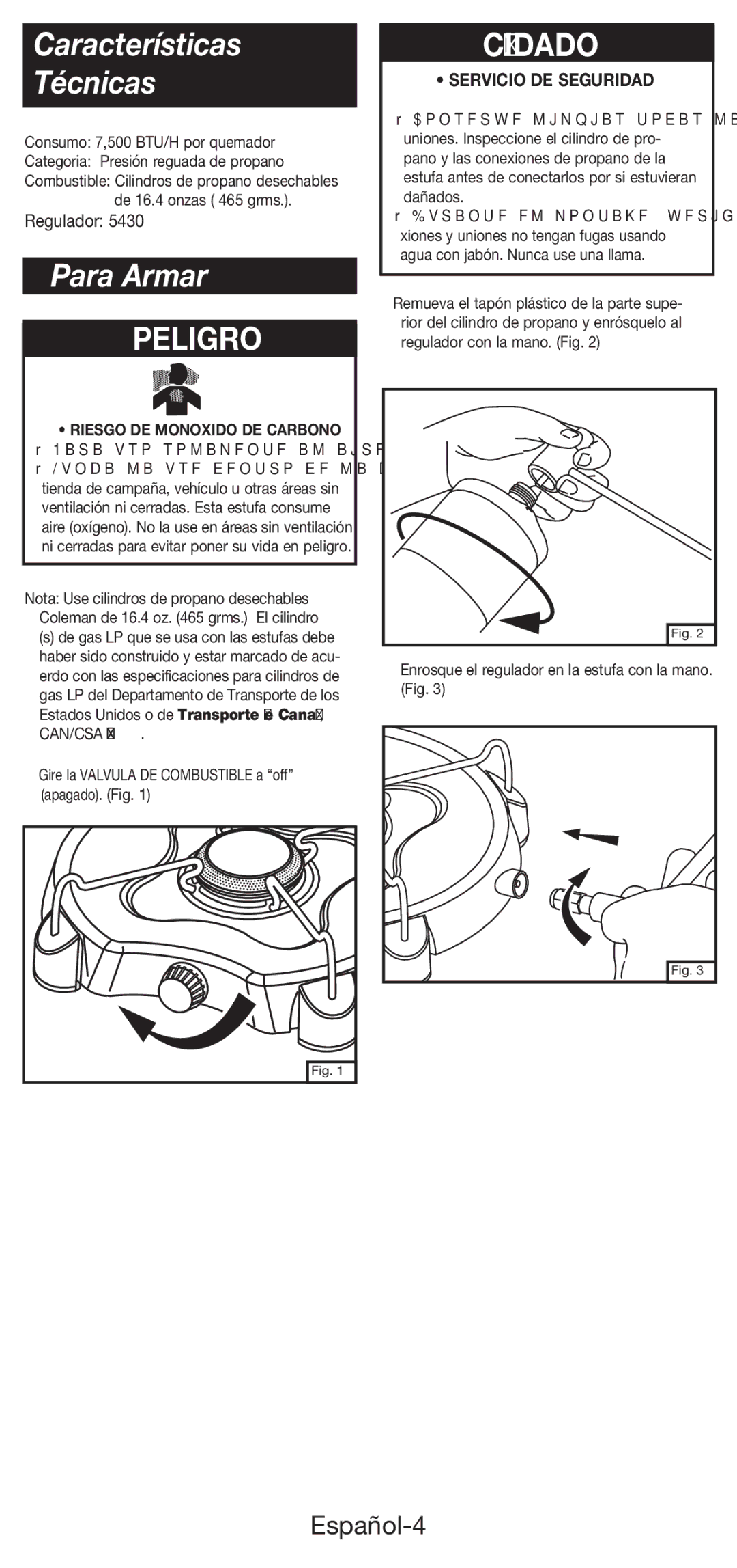 Coleman 5453A manual Características Técnicas, Para Armar, Español-4 