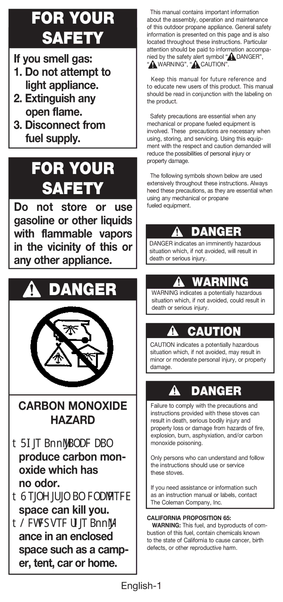 Coleman 5453A manual English-1, California Proposition 