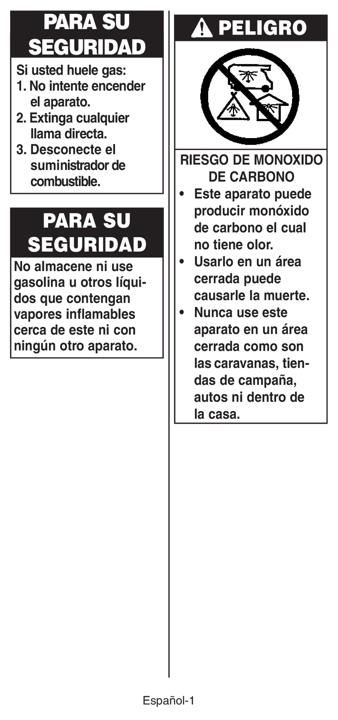 Coleman 5469A manual Para SU Seguridad, Español-1 