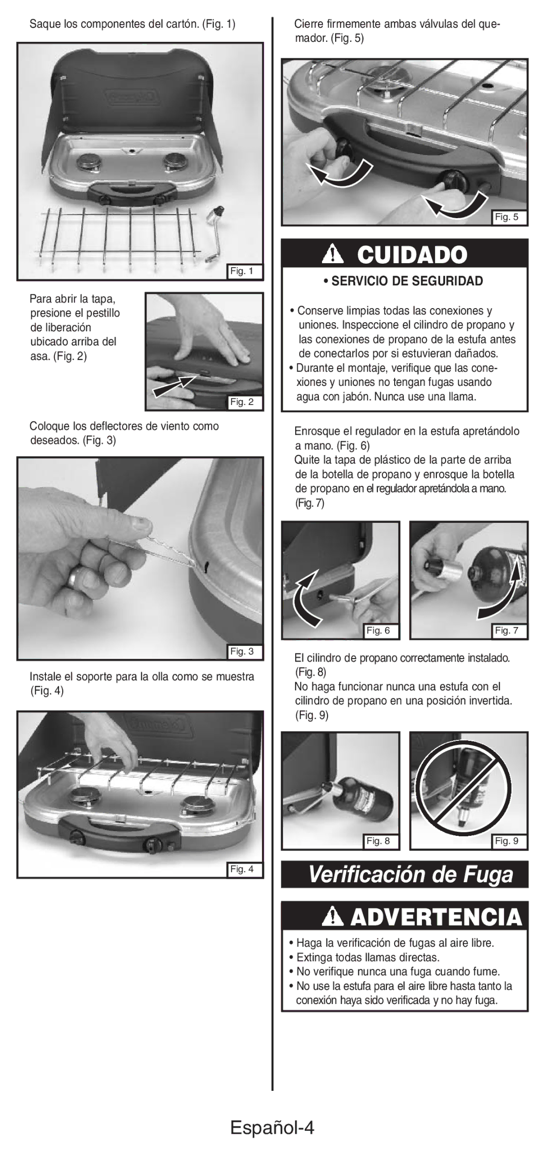 Coleman 5469A manual Verificación de Fuga, Español-4 