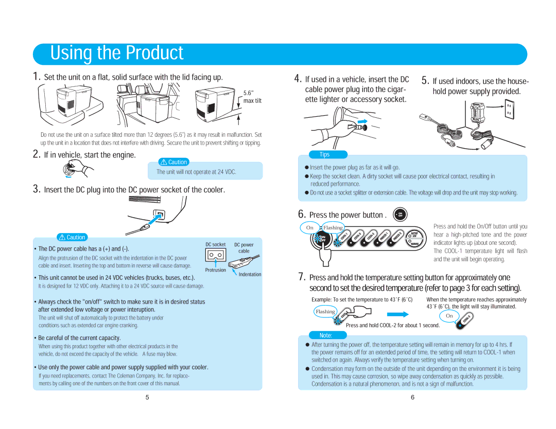 Coleman 5726-750 instruction manual Tips 