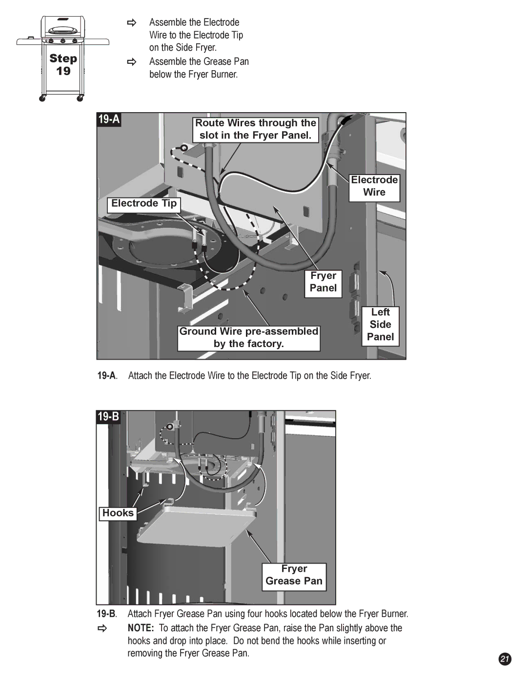 Coleman 7700 LP Gas Series, 7700 Series manual 19-A, 19-B, Hooks Fryer Grease Pan 