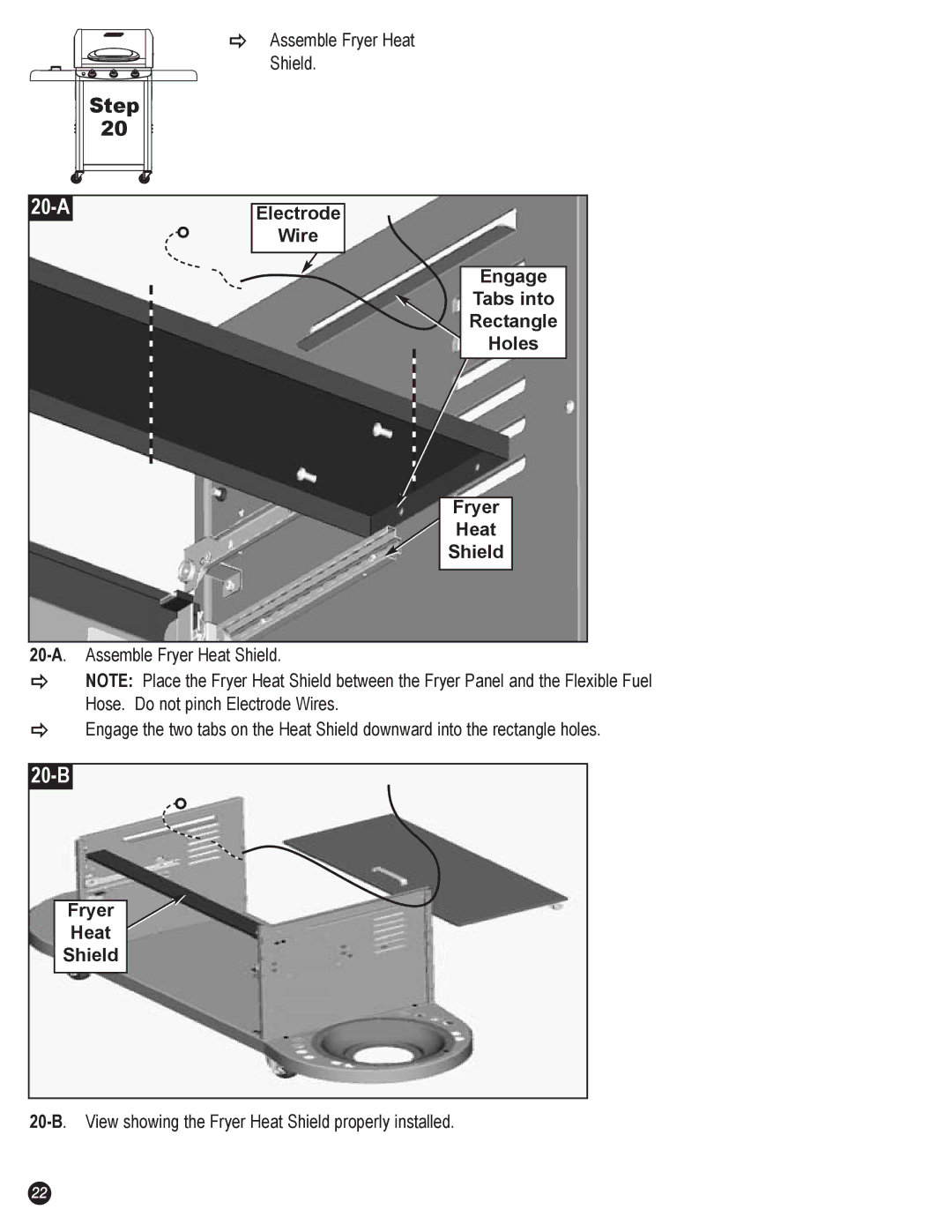 Coleman 7700 Series, 7700 LP Gas Series manual 20-A, 20-B, Fryer Heat Shield 