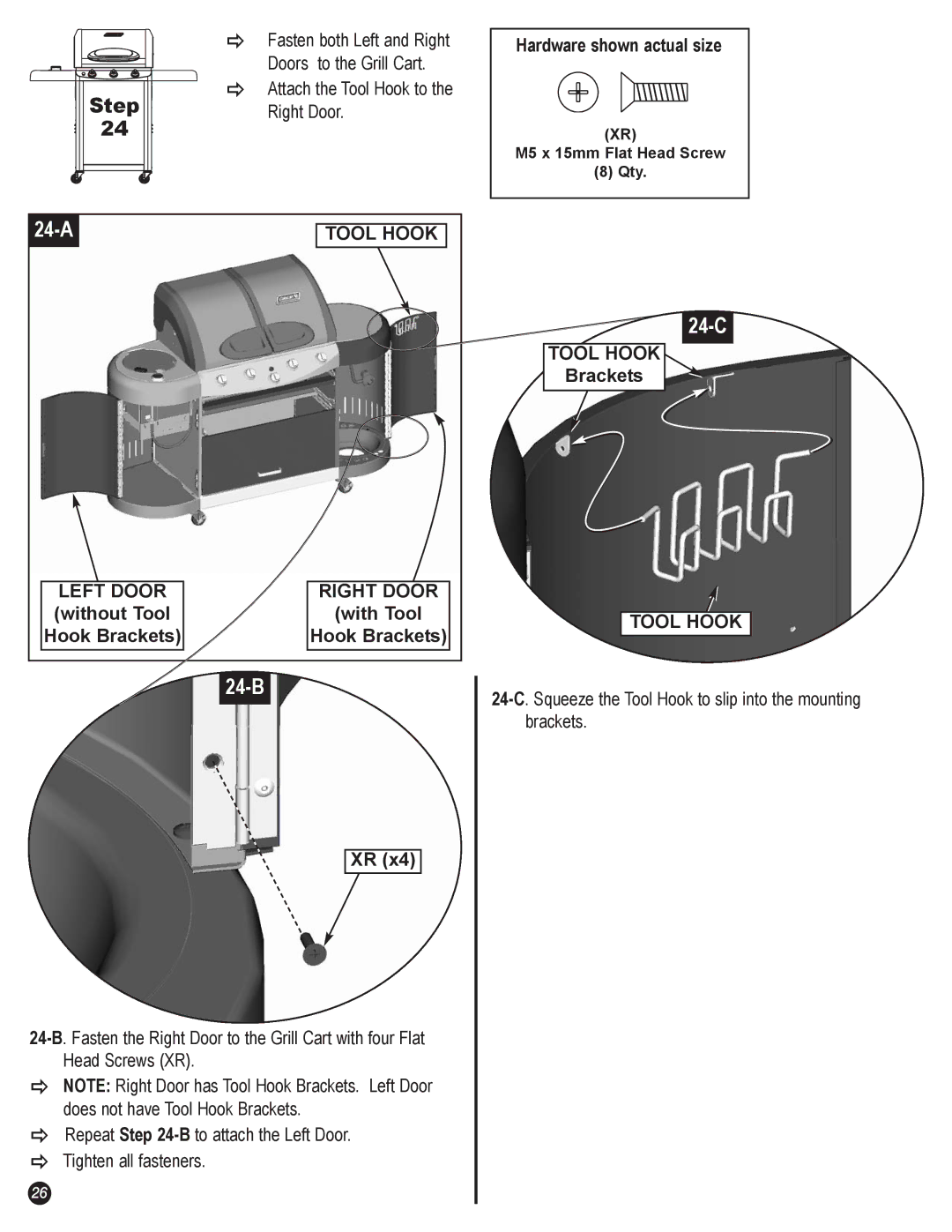 Coleman 7700 Series, 7700 LP Gas Series manual 24-A, 24-B, 24-C, Without Tool With Tool, Brackets 